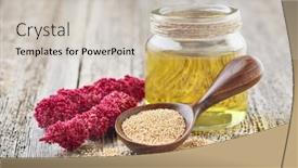  Presentation with oil seeds - Audience pleasing theme consisting of amaranth-oil-with-plant backdrop and a soft green colored foreground