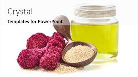  Presentation with oil seeds - Presentation theme featuring amaranth-oil-with-plant background and a white colored foreground