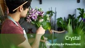  Presentation with smell - Presentation theme enhanced with amaryllis - man with bunch of flowers background and a tawny brown colored foreground