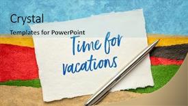  Presentation with white sheet - PPT theme featuring amat - time for vacations handwriting background and a light blue colored foreground