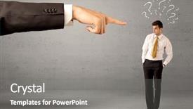  Presentation with question marks - Slides featuring amateur confused businessman not understanding background and a gray colored foreground