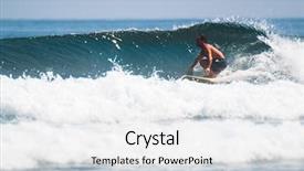  Presentation with wave - Amazing PPT theme having amateur surfer rides the wave backdrop and a  colored foreground