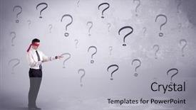  Presentation with blindfolded - Presentation consisting of amateur young sales person lost background and a light gray colored foreground