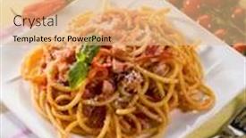  Presentation with spaghetti - Cool new theme with amatriciana-spaghetti-selective-focus backdrop and a coral colored foreground