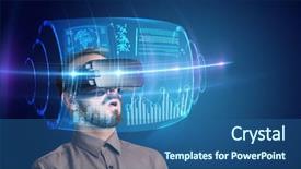  Presentation with high tech - Cool new slides with amazed businessman with high tech backdrop and a ocean colored foreground