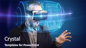  Presentation with high tech - Cool new slide set with amazed businessman with high tech backdrop and a wine colored foreground