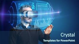  Presentation with high tech - PPT layouts consisting of amazed businessman with high tech background and a ocean colored foreground