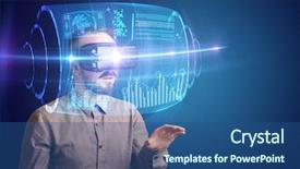  Presentation with high tech grilling - Cool new PPT theme with amazed businessman with high tech backdrop and a ocean colored foreground