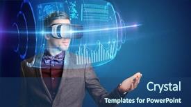  Presentation with high tech - Slide deck featuring amazed businessman with high tech background and a ocean colored foreground