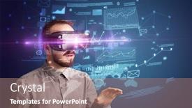  Presentation with business plan - Beautiful presentation featuring amazed-businessman-with-virtual-reality backdrop and a coral colored foreground