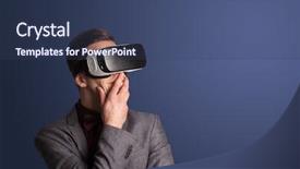  Presentation with virtual reality - Beautiful theme featuring amazed-businessman-with-virtual-reality backdrop and a ocean colored foreground