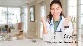  Presentation with medical concept - Presentation theme consisting of amazed for success with arms background and a soft green colored foreground