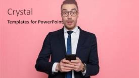  Presentation with pink - Slide deck featuring amazed-young-man-in-suit background and a lemonade colored foreground