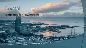  Presentation with amazing - Slides enhanced with amazing-aerial-cityscape-of-gdynia background and a light blue colored foreground