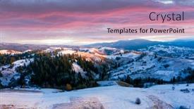  Presentation with amazing - Cool new PPT theme with amazing-aerial-view-of-mountains backdrop and a coral colored foreground