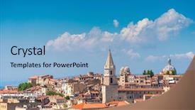  Presentation with amazing - Cool new slides with amazing areal view on marseille backdrop and a light blue colored foreground