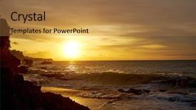  Presentation with scenery environment sunrise beam - Beautiful slides featuring amazing beach destination sunrise backdrop and a coral colored foreground