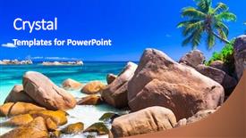 Presentation with granite - PPT theme with amazing beaches with famous granite rocks in seychelles praslin background and a dark gray colored foreground