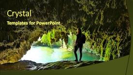  Presentation with cave - Theme featuring amazing-cave-with-lake background and a wine colored foreground