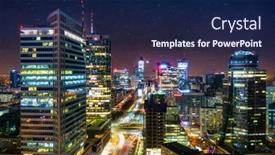  Presentation with amazing - Amazing PPT theme having amazing-cityscape-of-warsaw backdrop and a navy blue colored foreground