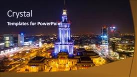  Presentation with poland - Presentation theme featuring amazing-cityscape-of-warsaw background and a wine colored foreground