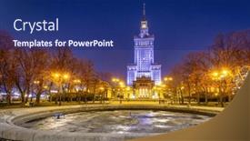  Presentation with culture - Slide deck featuring amazing-cityscape-of-warsaw background and a navy blue colored foreground