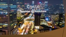  Presentation with city night - Cool new slide set with amazing-cityscape-of-warszawa backdrop and a ocean colored foreground