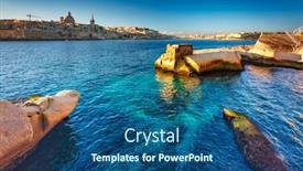  Presentation with malta - Presentation with amazing-coastline-of-valletta-city background and a ocean colored foreground