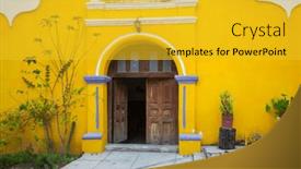  Presentation with buildings - Presentation theme having amazing-colorful-buildings-in-pueblo background and a gold colored foreground