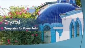  Presentation with buildings - Presentation theme having amazing-colorful-buildings-in-pueblo background and a ocean colored foreground