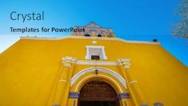  Presentation with buildings - Presentation theme featuring amazing-colorful-buildings-in-pueblo background and a teal colored foreground