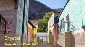  Presentation with buildings - Presentation theme with amazing-colorful-buildings-in-pueblo background and a coral colored foreground