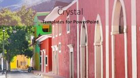  Presentation with buildings - PPT theme enhanced with amazing-colorful-buildings-in-pueblo background and a coral colored foreground