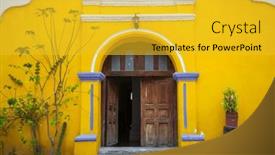  Presentation with buildings - Presentation theme consisting of amazing-colorful-buildings-in-pueblo background and a yellow colored foreground