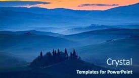  Presentation with rural road - Audience pleasing presentation theme consisting of amazing-colorful-sunset-in-tuscany backdrop and a ocean colored foreground