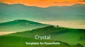  Presentation with rural road - Amazing presentation design having amazing-colorful-sunset-in-tuscany backdrop and a forest green colored foreground