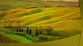  Presentation with rural road - Presentation theme consisting of amazing-colorful-sunset-in-tuscany background and a gold colored foreground