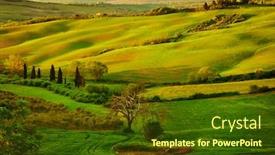  Presentation with rural road - PPT theme having amazing-colorful-sunset-in-tuscany background and a tawny brown colored foreground