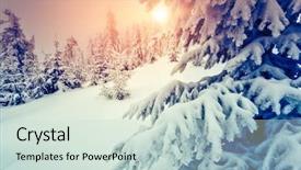  Presentation with happy new year - Presentation design enhanced with amazing evening winter landscape national background and a soft green colored foreground