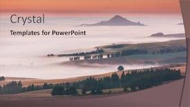  Presentation with foggy - Presentation design having amazing-foggy-rural-landscapes background and a coral colored foreground