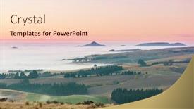  Presentation with beautiful landscapes - Beautiful PPT layouts featuring amazing-foggy-rural-landscapes backdrop and a lemonade colored foreground