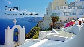  Presentation with greek islands - Slide set featuring amazing greek islands - santorini background and a light blue colored foreground