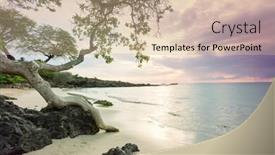  Presentation with ocean wave - Audience pleasing PPT theme consisting of amazing hawaiian beach wave in ocean at sunset or sunrise with surfer wave with warm sunset colors oahu beach usa backdrop and a coral colored foreground