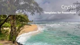  Presentation with ocean wave - PPT theme with amazing-hawaiian-beach-wave background and a gray colored foreground