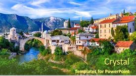  Presentation with bosnia - Slide set with history - amazing iconic old town mostar background and a tawny brown colored foreground