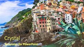  Presentation with amazing - Colorful presentation design enhanced with amazing-italy-famous-cinque-terre backdrop and a tawny brown colored foreground