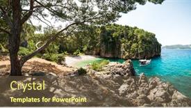  Presentation with lagoon - PPT theme having amazing lagoon with alone boat background and a tawny brown colored foreground