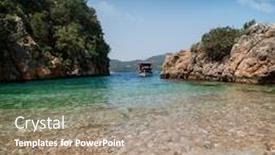  Presentation with lagoon - Amazing slide set having amazing lagoon with alone boat backdrop and a coral colored foreground
