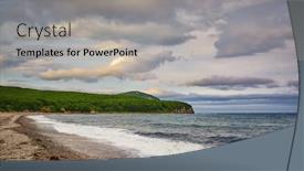  Presentation with coastal - Slide deck with far east - amazing landscape at sunset coastal background and a light gray colored foreground