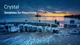  Presentation with frozen - Colorful slide deck enhanced with amazing-landscape-of-frozen-beach backdrop and a ocean colored foreground